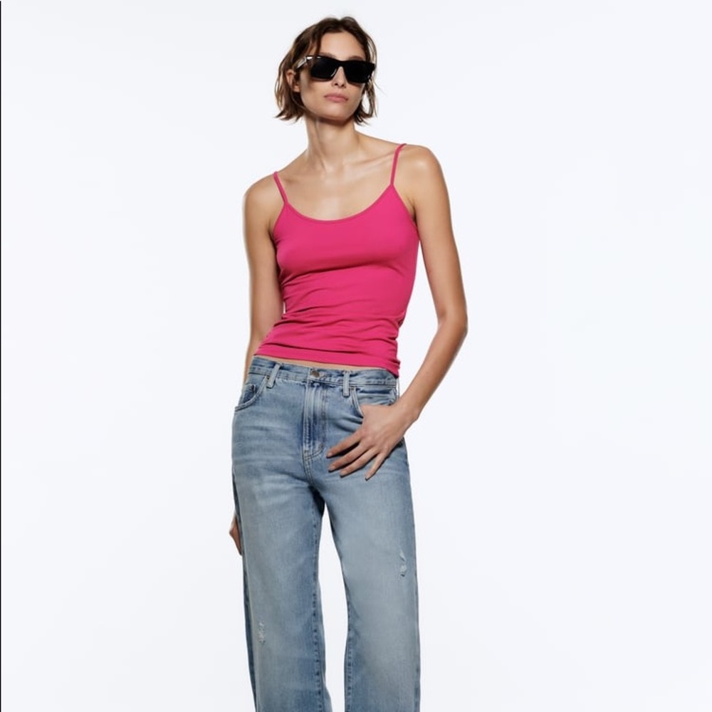 ZARA Spaghetti Strap Fuschia Top Size Small